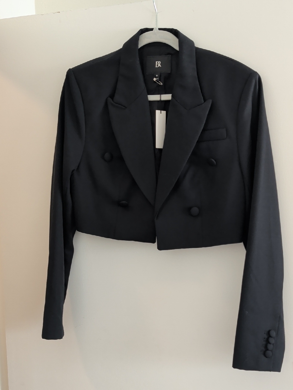 Banana Republic Black Cropped Double-Breasted Blazer